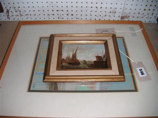 Dutch School (19C), oil on board, Harbour scene & A* R* Culmer, pastel, Bruges (2)